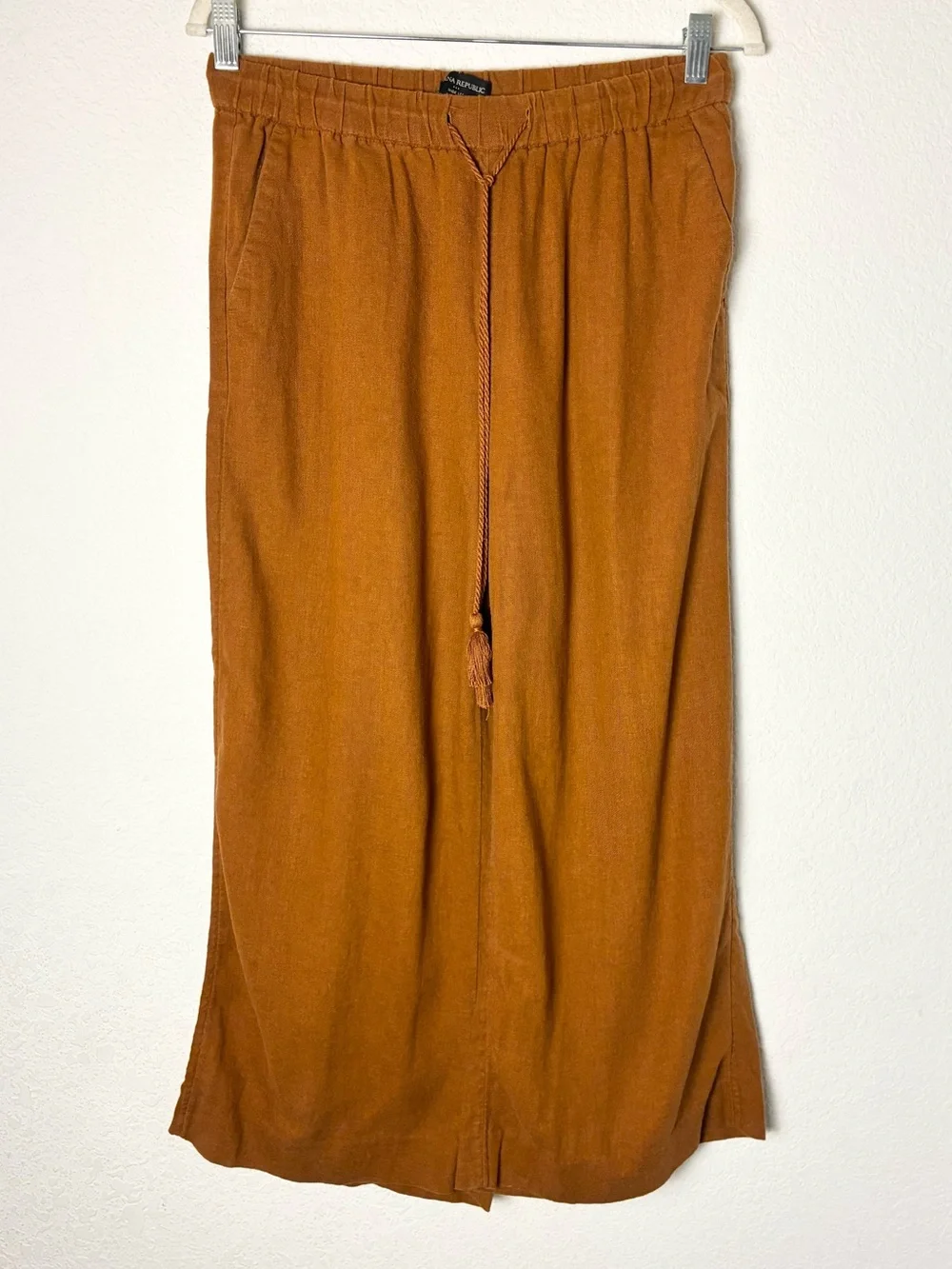 Banana Republic Factory Wide-Leg Linen Blend Pull On Pants Flowy Boho Rust